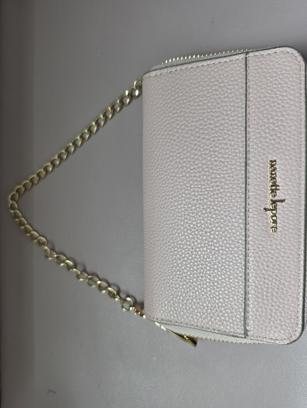 Nanette Lepore Pale Pink Pebbled Leather Chain Wallet